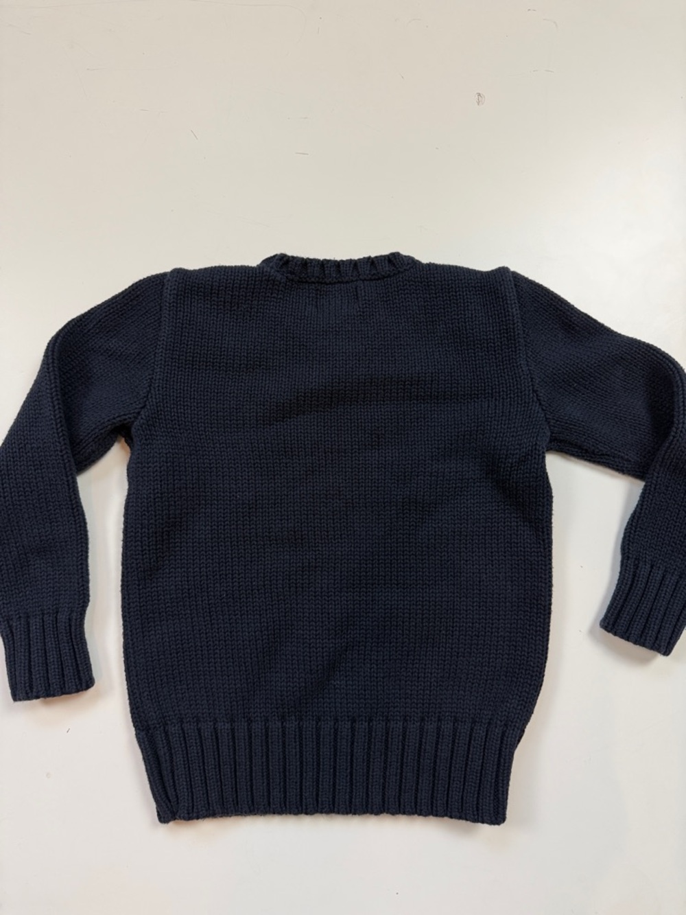 Polo by Ralph Lauren Navy Knit Crewneck Sweater with Flag Motif - Boys Size 6 - Picture 4 of 5